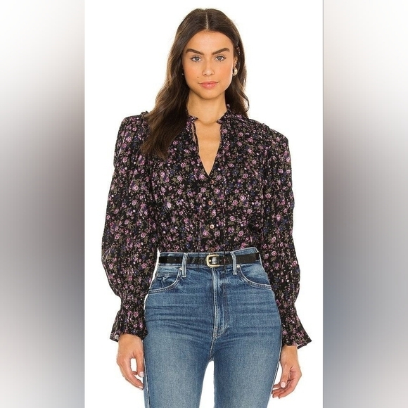 Free People Meant To Be Floral Cotton Blouse - Picture 1 of 5